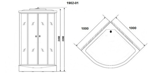 картинка Душевая кабина Niagara Ultra NG-1902-01 (100х100х220) низкий поддон(16см),черный,стекло тонированное,4 места от магазина Сантехстрой
