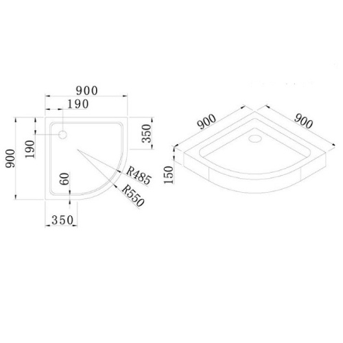 картинка Акриловый поддон для душа Cezares Tray 90х90 TRAY-A-R-90-550-15-W-W0 Белый от магазина Сантехстрой
