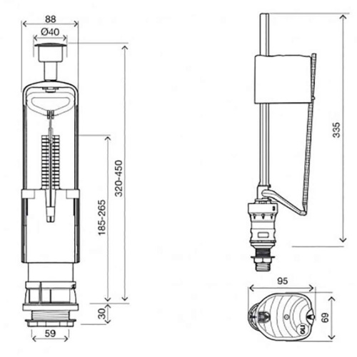 картинка Сливная арматура для унитаза Oli + наливной клапан с нижней подводкой (171014) от магазина Сантехстрой