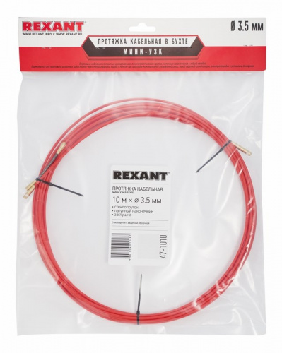 картинка Протяжка кабельная REXANT (мини УЗК в бухте),  стеклопруток,  d=3,5 мм 10 м,  красная от магазина Сантехстрой