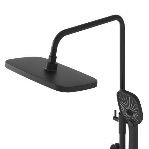 картинка Душевая стойка Advans 500.K35.09.210 с верхним душем, ручной лейкой и смесителем, черный матовый от магазина Сантехстрой