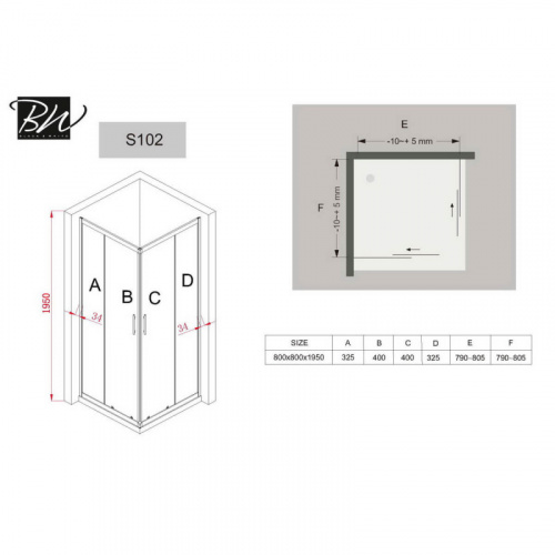 картинка Душевой уголок 80х80 см Black & White Stellar Wind 1028080 прозрачное от магазина Сантехстрой