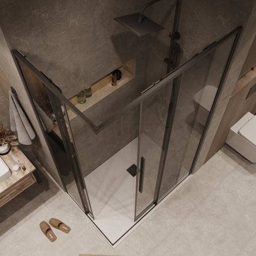 картинка Душ.ограждение 300.K33.01.1190.21.10 Galaxy (110*90*195) черный матовый, стекло тонированное, 2 мест от магазина Сантехстрой