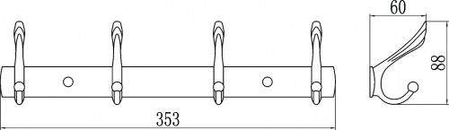 картинка Планка с крючками (4 крючка) Savol (S-06204B) от магазина Сантехстрой