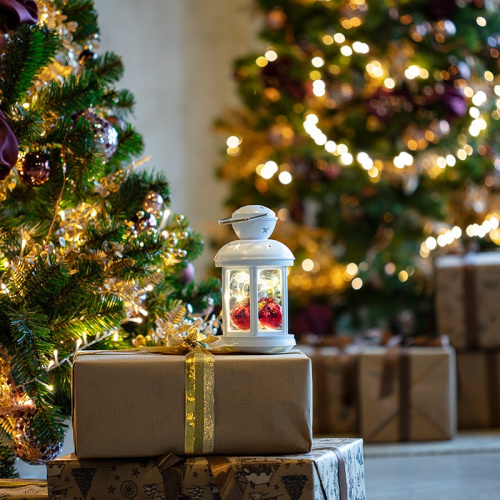 картинка Декоративный фонарь с шариками 12х12х20,6 см,  белый корпус,  теплый белый цвет свечения NEON-NIGHT от магазина Сантехстрой