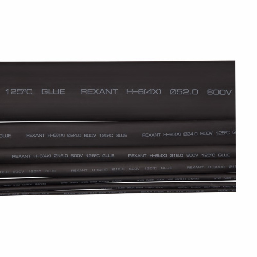 картинка Трубка термоусаживаемая СТТК (4:1) двустенная клеевая 16,0/4,0мм,  черная,  упаковка 10 шт.  по 1м REXANT от магазина Сантехстрой