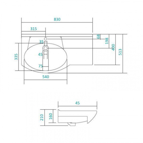 картинка Умывальник Style Line Коралл 82, правая от магазина Сантехстрой