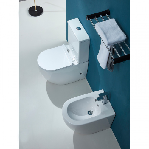 картинка Унитаз-компакт Azario Maro 670x380x850 напольный, безободковый, с бачком и сиденьем микролифт (AZ-2125A-R) от магазина Сантехстрой