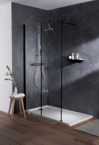 картинка Душевая перегородка Jacob Delafon Serenity 120х200 E14W120-BLV профиль Черный стекло прозрачное от магазина Сантехстрой
