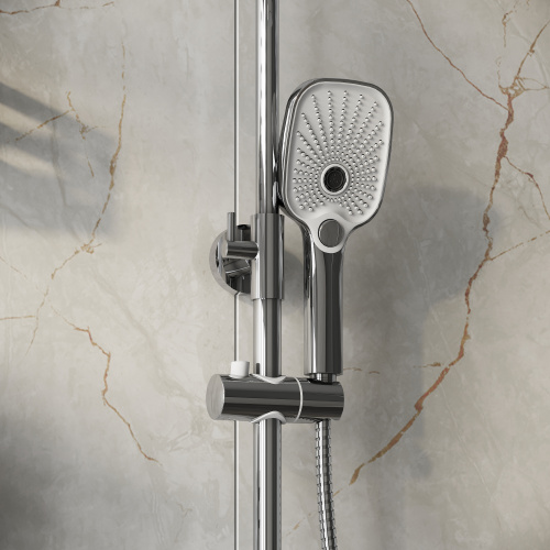 картинка Душевая стойка Advans 500.K35.09.100 с верхним душем, ручной лейкой и смесителем, хром глянцевый от магазина Сантехстрой