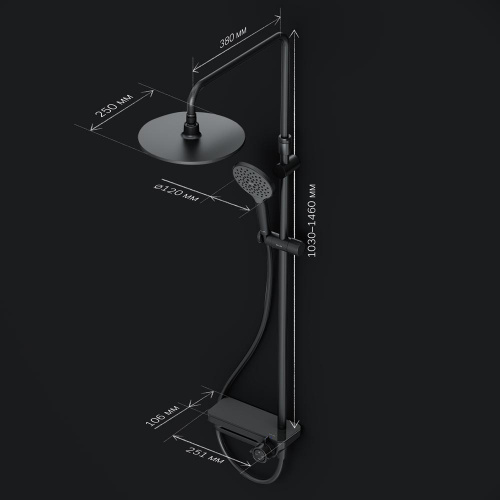 картинка F0780722 Like, душ.система: см-ль-полка д/ванны/душа, душ.штанга 1030-1460мм, верхний душ 220 мм, ру от магазина Сантехстрой