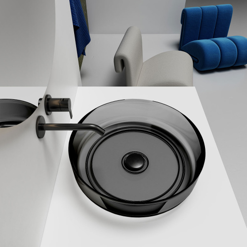картинка Раковина прозрачная Vincea VBS-6T16B, 450*450*130, накладная, цвет черный от магазина Сантехстрой