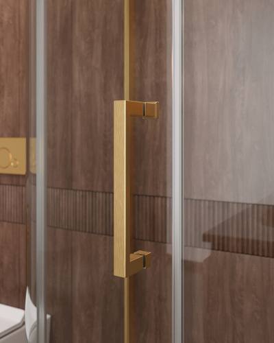 картинка Душевой уголок Cezares Molveno 120x120 MOLVENO-R-11-90+30-C-BORO-IV профиль Брашированное золото стекло прозрачное от магазина Сантехстрой