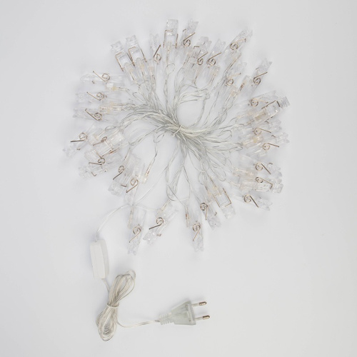 картинка Гирлянда светодиодная Прищепки 30 LED,  5 м,  теплый белый цвет свечения NEON-NIGHT от магазина Сантехстрой