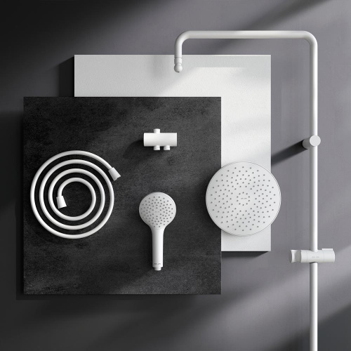 картинка F0790033 Gem,душ.система,набор:верхн.душ d220 мм, ручн.душ 1ф-ция d 110 мм, душ.штанга 1030-1460 мм, от магазина Сантехстрой