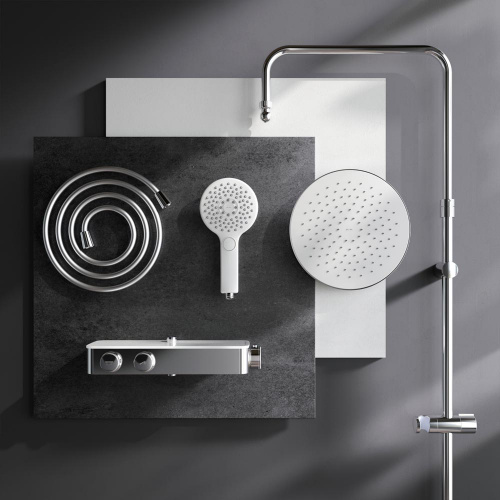 картинка F0750A400 Inspire V2.0, душевая система, набор: см-ль д/душа с термостатом, верхний душ d 250 мм, ру от магазина Сантехстрой