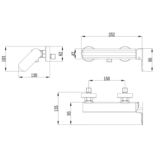 фото смеситель для душа azario asher с ручным душем, без излива, керамический картридж, хром (az-vnn338311c)