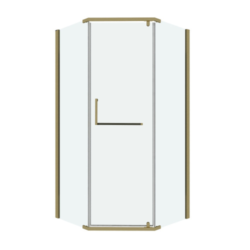 картинка Душ.ограждение 302.K33.03.9090.32.00 Pragma (90*90*195) трапеция,распашн,золото сатин,стекло прозрач от магазина Сантехстрой