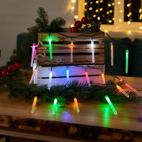 картинка Гирлянда светодиодная Палочки с пузырьками 20 палочек,  цвет: мультиколор,  2 метра от магазина Сантехстрой