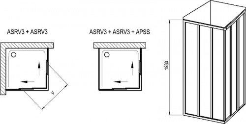 картинка Душевая дверь Ravak Supernova ASRV3-90 198 15V703R2Z1 профиль Черный стекло Transparent от магазина Сантехстрой