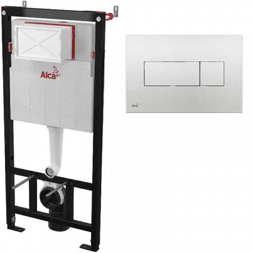картинка Инсталляция Alcadrain Sadromodul AM101/1120-3:1 RU M371-0001 для унитаза с клавишей смыва Хром гляннец от магазина Сантехстрой