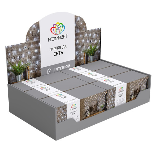 картинка Гирлянда Сеть 1,5х1,5м,  прозрачный ПВХ,  150 LED ТЕПЛЫЙ БЕЛЫЙ от магазина Сантехстрой