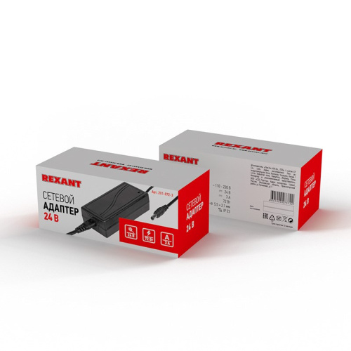 картинка Источник питания AC 110-250V/DC 24V 3А 72W с DC разъемом подключения 5,5x2,1, (IP43) от магазина Сантехстрой
