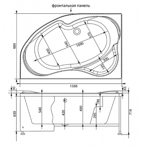 картинка Акриловая ванна Aquanet Capri 160x100 L 205476 без гидромассажа от магазина Сантехстрой