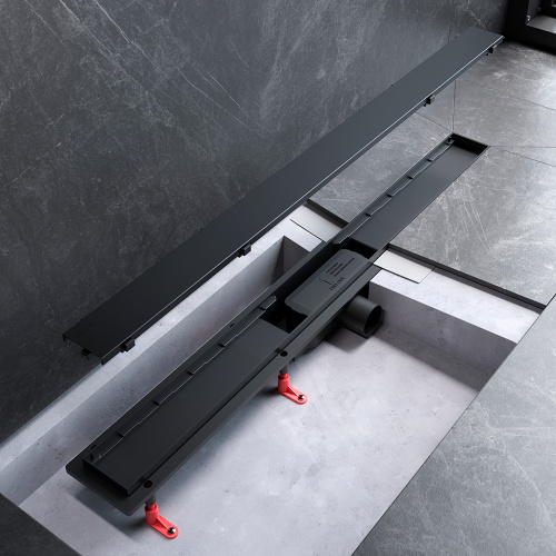 картинка W02SC-U11-090-04BM PrimeFlow Трап для душа линейный универс затвор Tile 90см цвет черн мат от магазина Сантехстрой