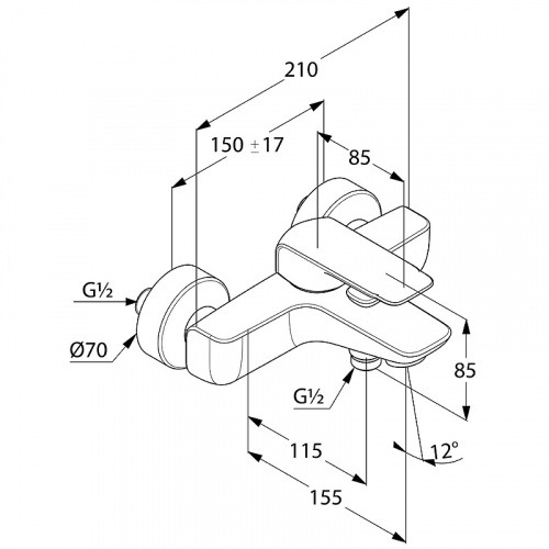 фото смеситель для ванны kludi 414450575 хром