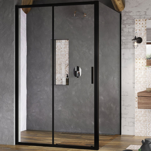 картинка Душевая стенка Ravak Blix Slim BLSPS-90 X9BM70300Z1 профиль Черный стекло Transparent от магазина Сантехстрой