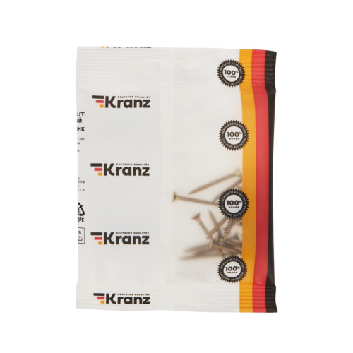 картинка Саморез универсальный KRANZ 3х30, желтый цинк,  пакет (20шт. ) от магазина Сантехстрой