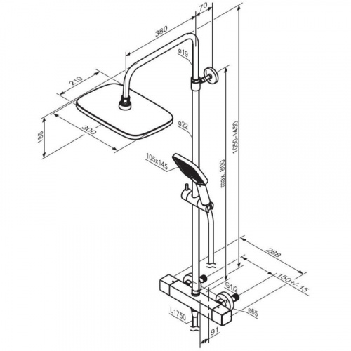 картинка 953800000 Gala душевая система с душевым ТМС смесителем, хром от магазина Сантехстрой