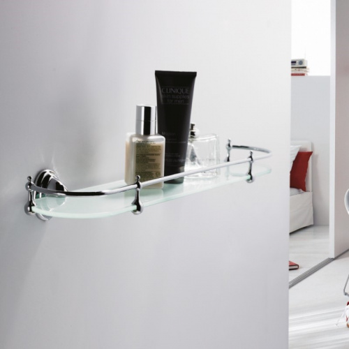 картинка Полка стеклянная Haiba хром (HB1507) от магазина Сантехстрой