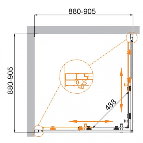 картинка Душевой уголок Cezares Molveno 90x90 MOLVENO-A-2-90-C-BORO-IV профиль Брашированное золото стекло прозрачное от магазина Сантехстрой