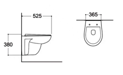 картинка AQ1170-00 КАИР Унитаз подвесной безободковый 525*365*380мм, тонкое сиденье с механизмом плавного закрывания, крепеж от магазина Сантехстрой