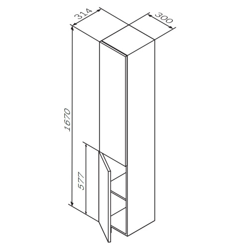 картинка M90CHL0306HF GEM, шкаф-колонна, подвесной, левый, 30 см, двери, push-to-open, цвет: орех от магазина Сантехстрой