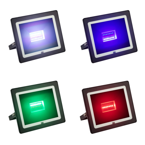 картинка Прожектор светодиодный REXANT с пультом дистанционного управления 20 Вт,  цвет свечения мультиколор (RGB) + опора на грунте 605-100 от магазина Сантехстрой