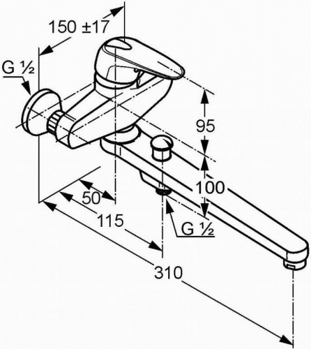 фото смеситель для ванны kludi 324910575 хром