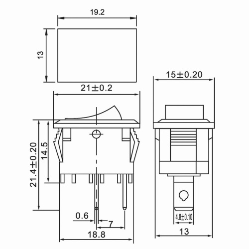 картинка Выключатель клавишный 250V 6А (2с) ON-OFF серый Mini (RWB-201, SC-768) REXANT от магазина Сантехстрой