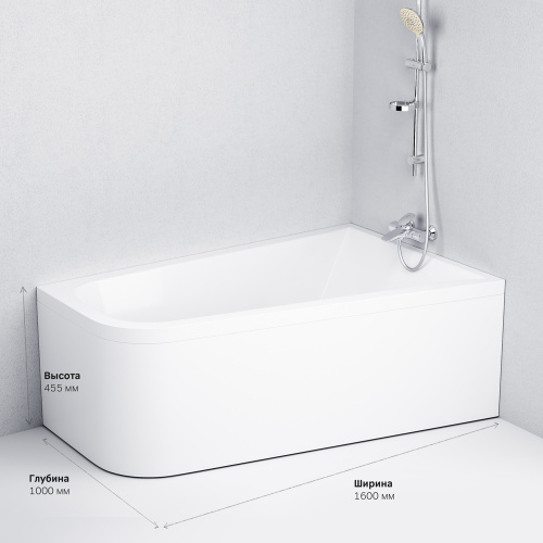 картинка W72A-160R100W-A2 Ванна акриловая spirit  ассиметричная 160x100, без слива/перелива, правосторонняя от магазина Сантехстрой