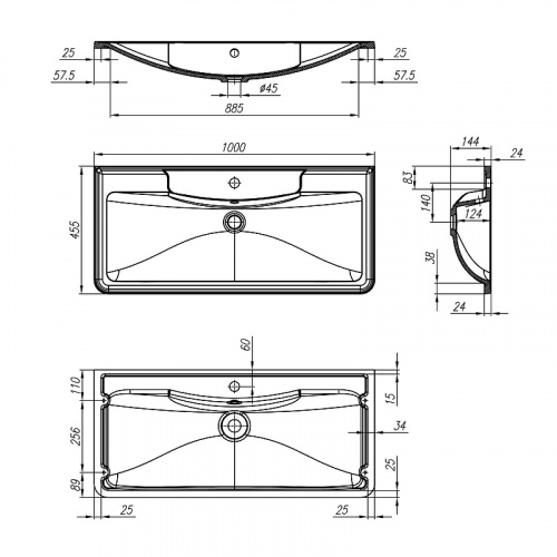 картинка Раковина BelBagno 100 BB1000/455-LV-ART-ALR-NERO Черная матовая от магазина Сантехстрой