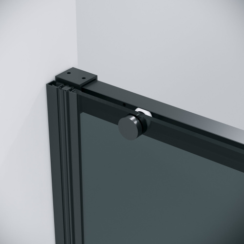 картинка Дверь в нишу 100.K33.01.110.21.10 Galaxy (110*195) черный матовый, стекло тонированное, 1 место от магазина Сантехстрой