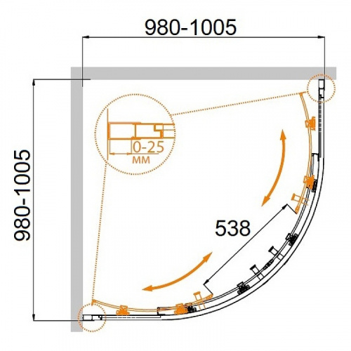 картинка Душевой уголок Cezares Molveno 100x100 MOLVENO-R-2-100-C-GM-IV профиль Оружейная сталь стекло прозрачное от магазина Сантехстрой