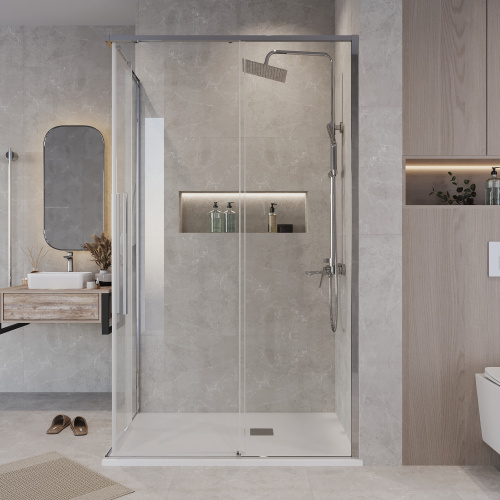 картинка Душевое ограждение Grossman Galaxy 1/2.K33.01.11.10.00-1/2.K33.01.70.10.00 (110х70х195) раздвижная,хром,стекло прозрачное,2 места от магазина Сантехстрой