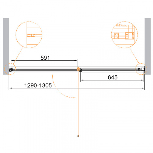 картинка Душевая дверь Cezares Urban 130 URBAN-B-12-130-C-NERO профиль Черный матовый стекло прозрачное от магазина Сантехстрой