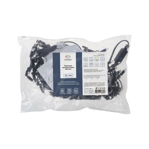 картинка Гирлянда Айсикл (бахрома) светодиодный,  4,8 х 0,6 м,  черный провод,  230 В,  диоды ТЕПЛЫЙ БЕЛЫЙ,  176 LED NEON-NIGHT от магазина Сантехстрой