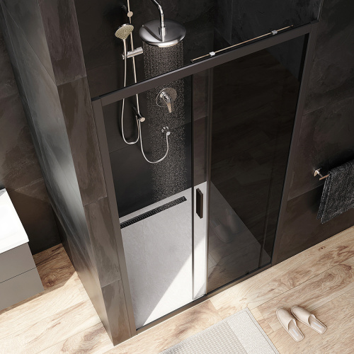 картинка W90G-110-1-195BG Gem Solo Дверь душевая 110х195, стекло тонированное, профиль черный матовый от магазина Сантехстрой