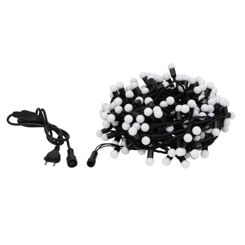 картинка Гирлянда Мультишарики Ø17,5мм,  20 м,  черный ПВХ,  200 диодов,  цвет белый от магазина Сантехстрой