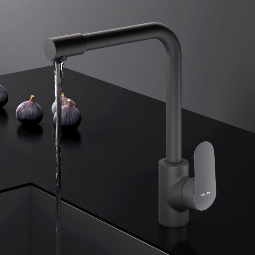 картинка F8005722 Like, смеситель для кухни с каналом для питьевой воды, L-излив, черный матовый, шт. от магазина Сантехстрой